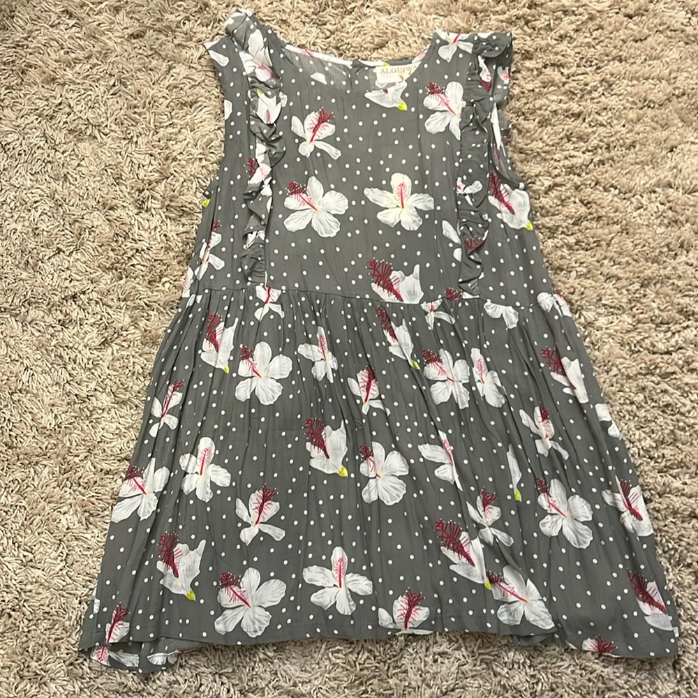 Alohiwai Gray Floral Sleeveless Dress